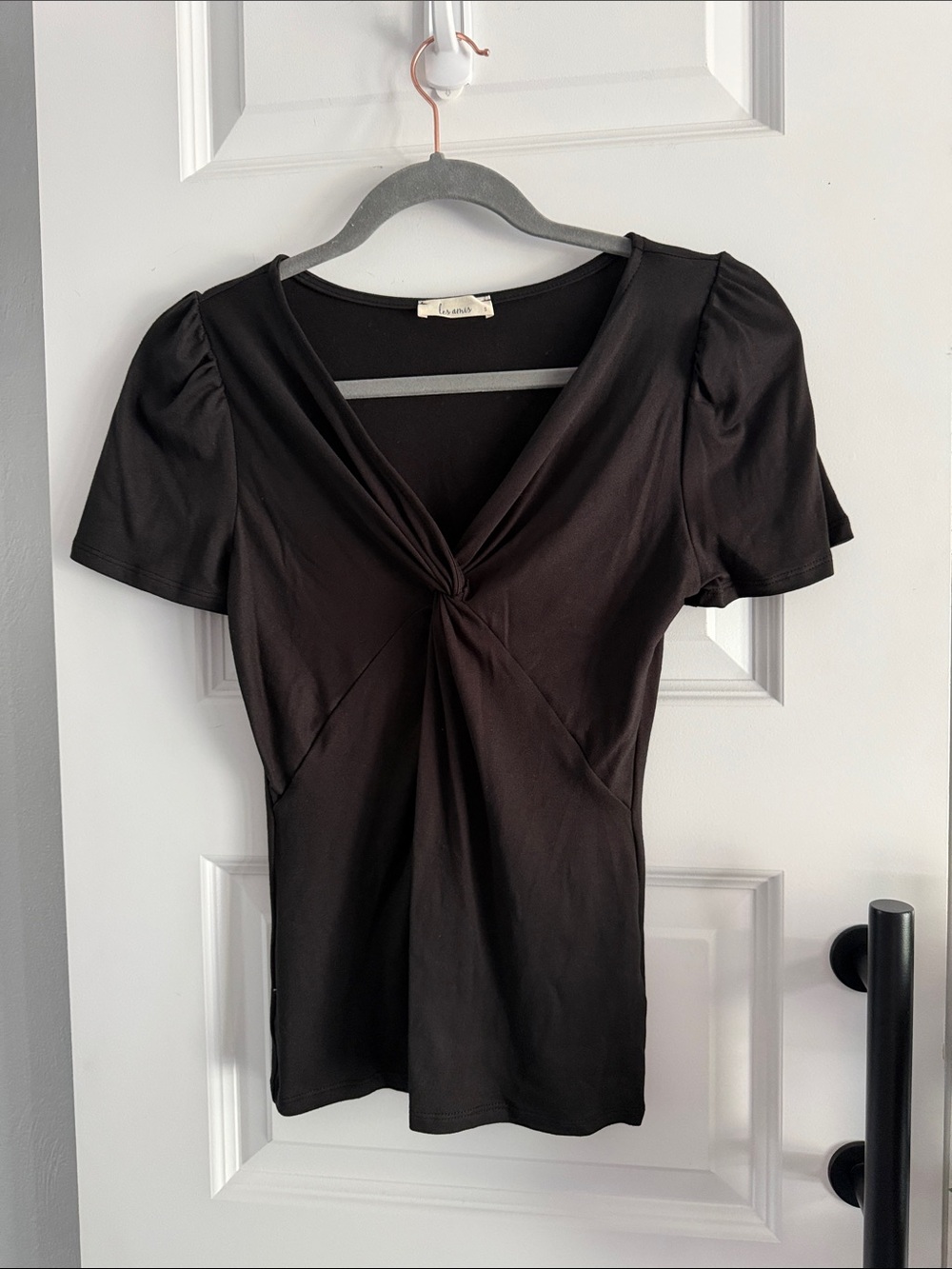 Classic Black Twist-Front Women's Top